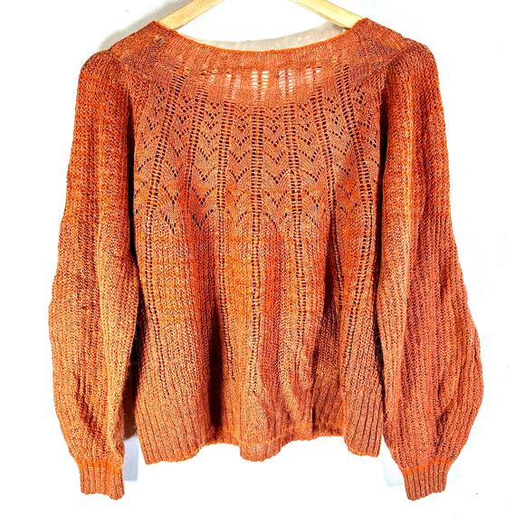Anthropologie Maeve Lindsay‎ Pointelle Sweater Womans M Orange Wool Alpaca Blend - Picture 4 of 13